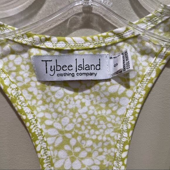 Tybee Island Racerback Leaf Print Dress Yellow Green Size Small - Picture 5 of 6